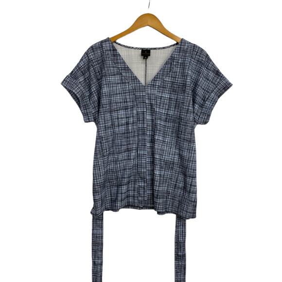 Worthington Top Women's Size XL Blue Belted Cap Sleeve Breathable Active Casual - Picture 4 of 10